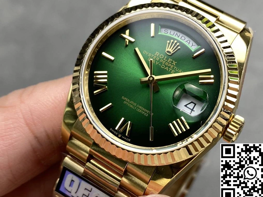 Gold Dial Factory Tungsten M128238-0118 QF Yellow v5 Steel Day Rolex 36mm Date Green 0502